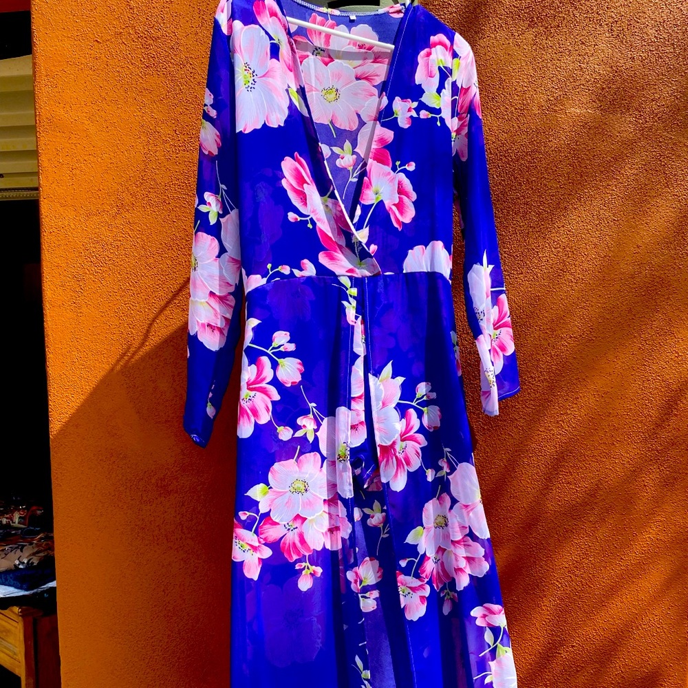 Blue Floral Romper - Large